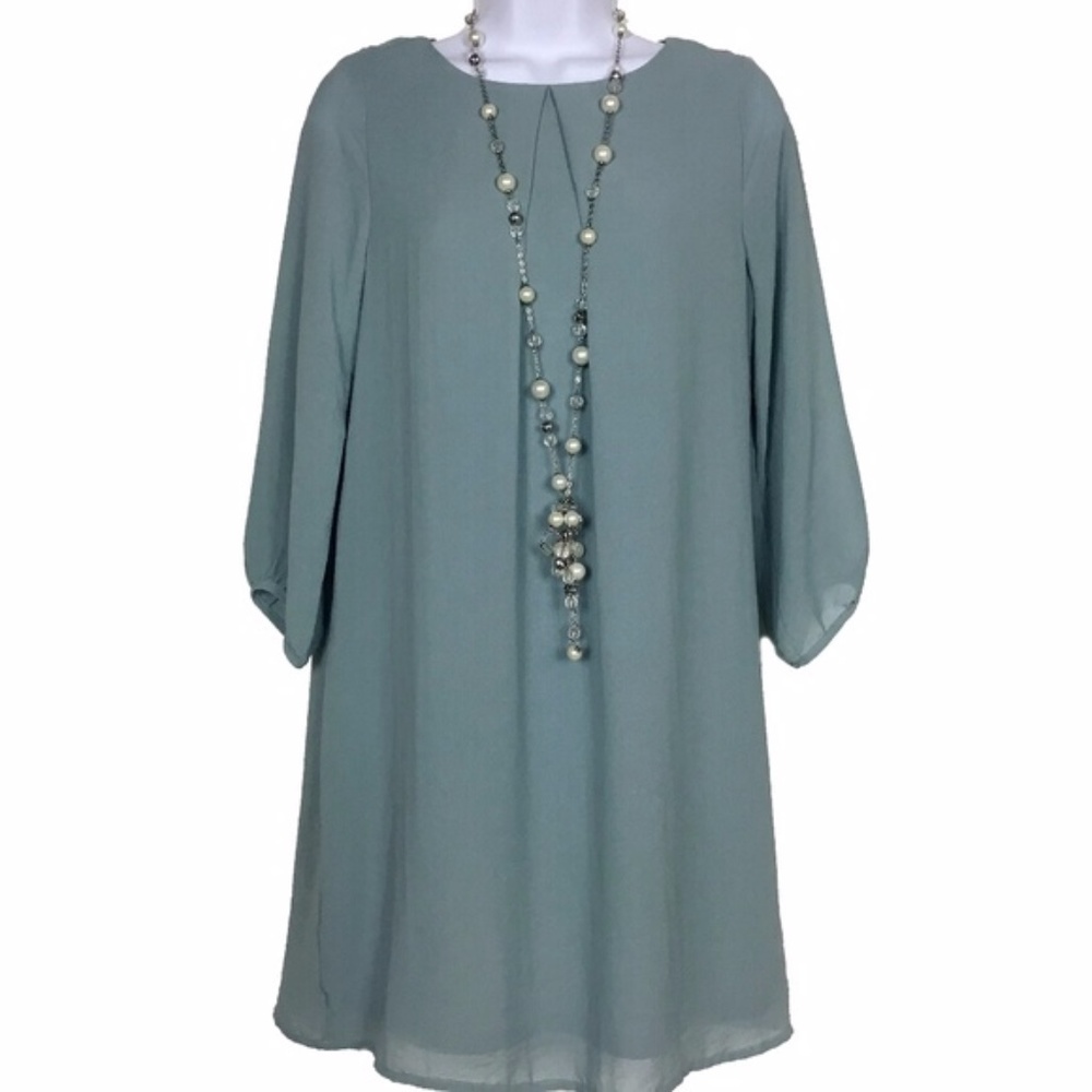 Powder Blue Long Sleeve Shift Dress Size 2 by H&M